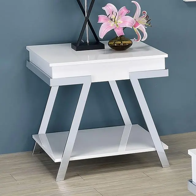 Titus End Table, White/Chrome 1