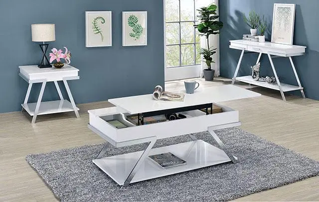 Titus End Table, White/Chrome 2