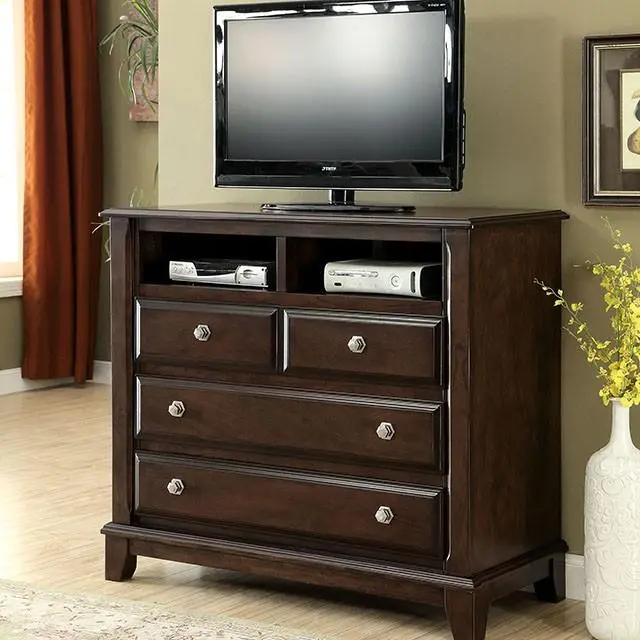 Litchville Brown Cherry Media Chest 1