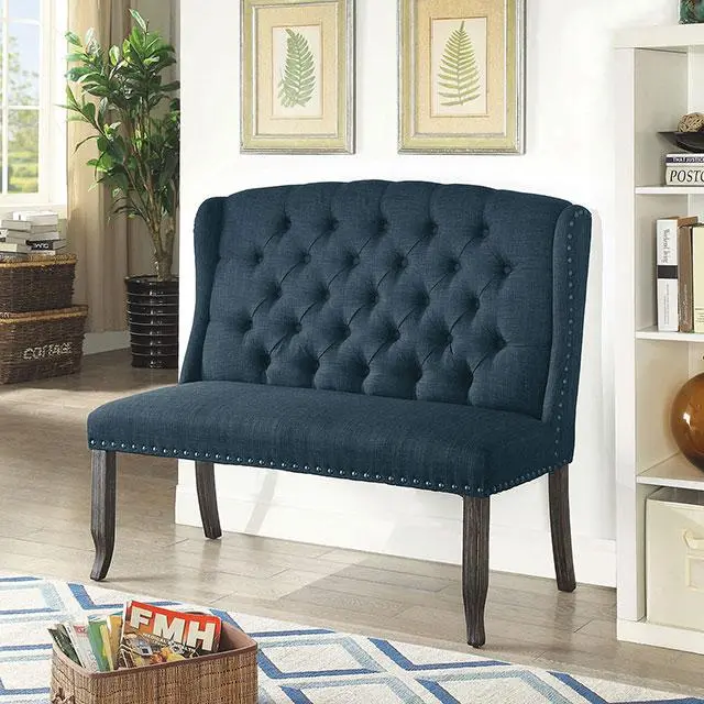 Sania Iii Blue 2-Seater Love Seat Bench, Blue 1