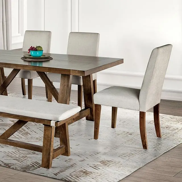 Losone Dining Table Set With Bench Rustic 1