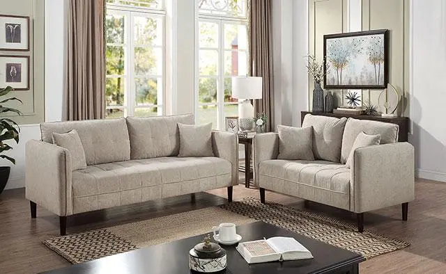 Lynda Loveseat W/ Pillows, Light Gray 2
