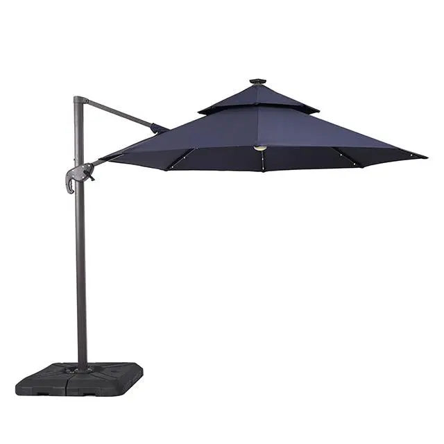 Nuti 10 Ft Round Umbrella W/ Led Light + 37" Large Base 1
