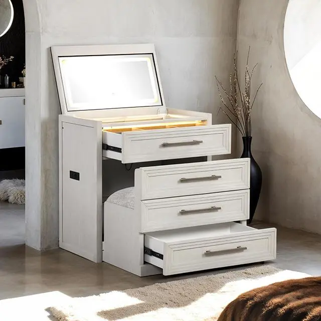 Ashbourne Bedside Vanity Set With Stool Contemporary 2