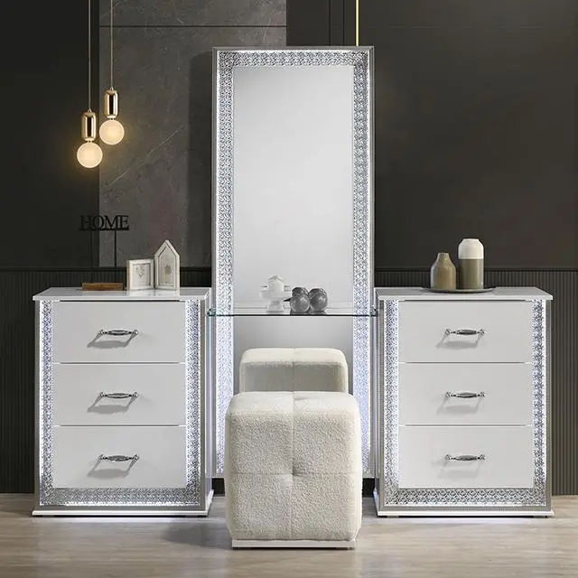 Hazeline Vanity Set With Stool 1