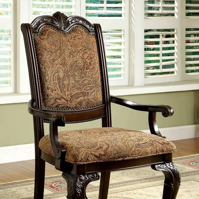 Bellagio Brown Cherry/Pattern Fabric Arm Chair (2/Ctn) 1