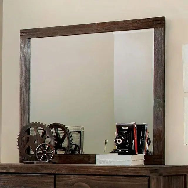 Rexburg Wire-Brushed Rustic Brown Mirror 1