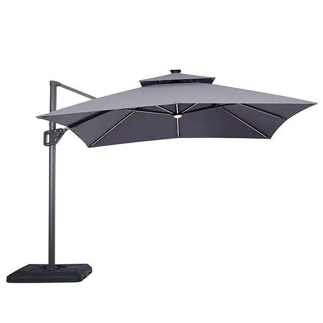 Sano 10 Ft Square Umbrella W/ Double Top W/ Led Light + 37" Large Base 1