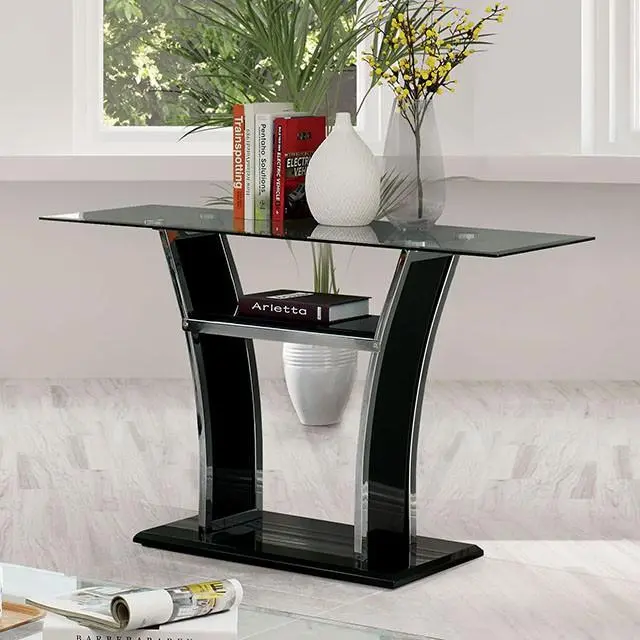 Staten Glossy Black/Chrome Sofa Table 1