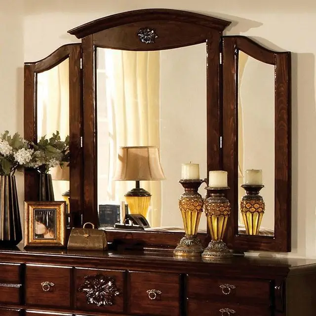 Tuscan Ii Glossy Dark Pine Tri-Fold Mirror 1