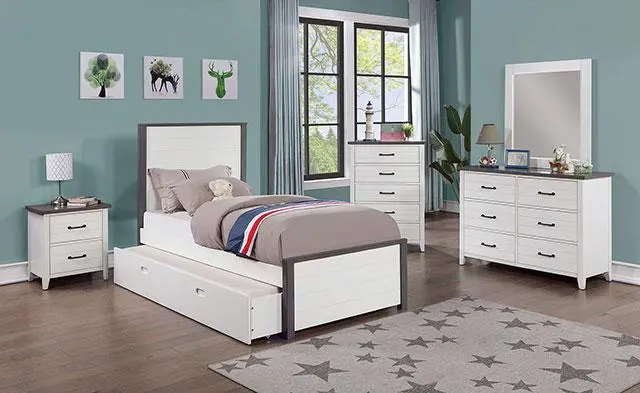 Priam Full & Twin Bed, White/Gray, Pink, Chrome, & Yellow 2