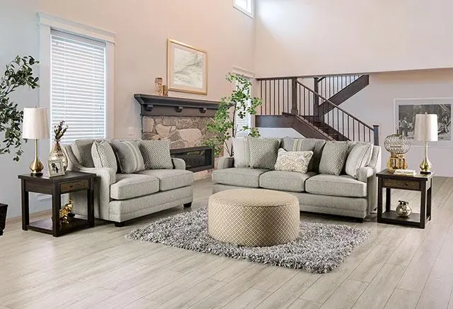 Stephney Ottoman, Gray/Gold 2
