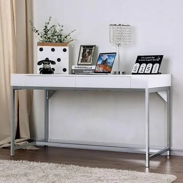 Loke White/Chrome Computer Desk 1