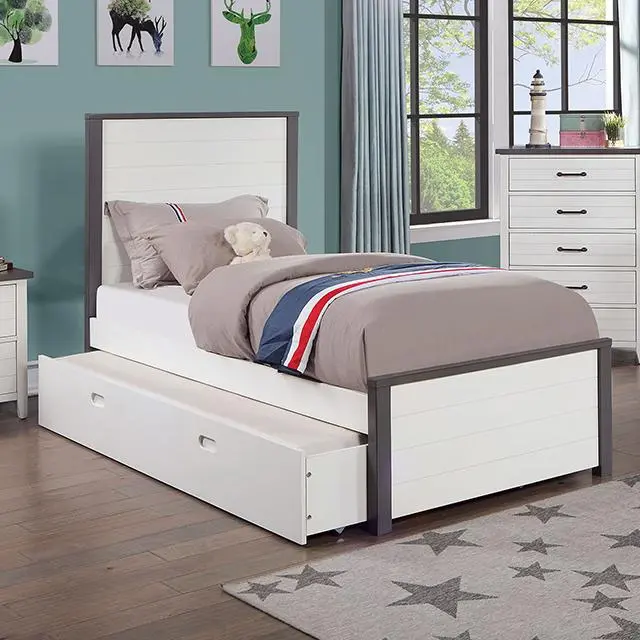Priam Full & Twin Bed, White/Gray, Pink, Chrome, & Yellow 1