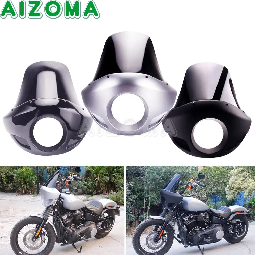 Black/Silver Headlight Fairing Windshield Wind Screen Cowl For Harley Dyna Sportster Xl 1200 Iron 883 Xl883n Fxr Fxd Cafe Racer 1