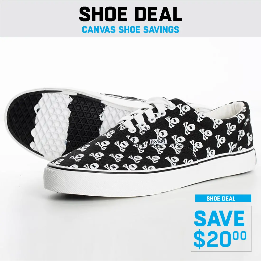 Hk Skull Black Canvas Sneaker 1