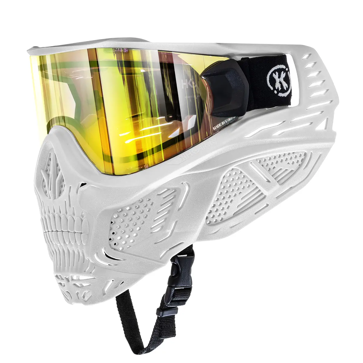 Hstl® Skull Goggle "Saint" - White W/ Gold Lens 1