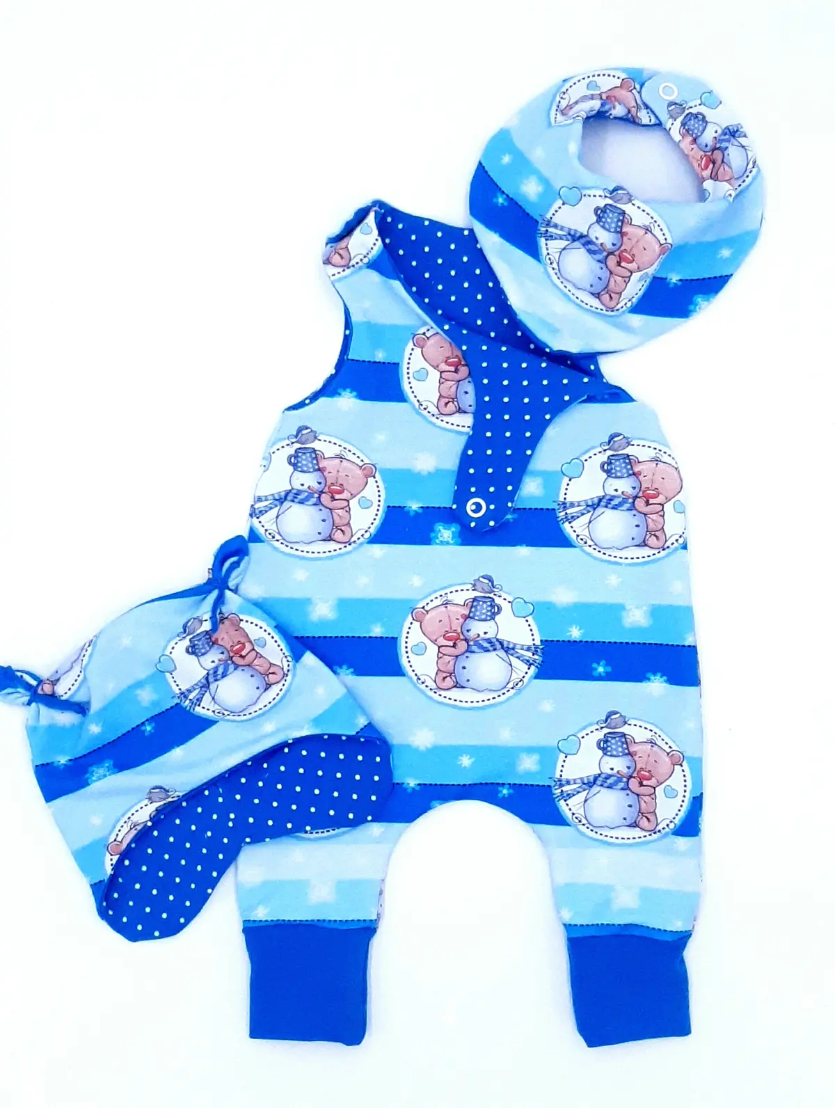 Schneemann Blau 3Er Set Strampler 3