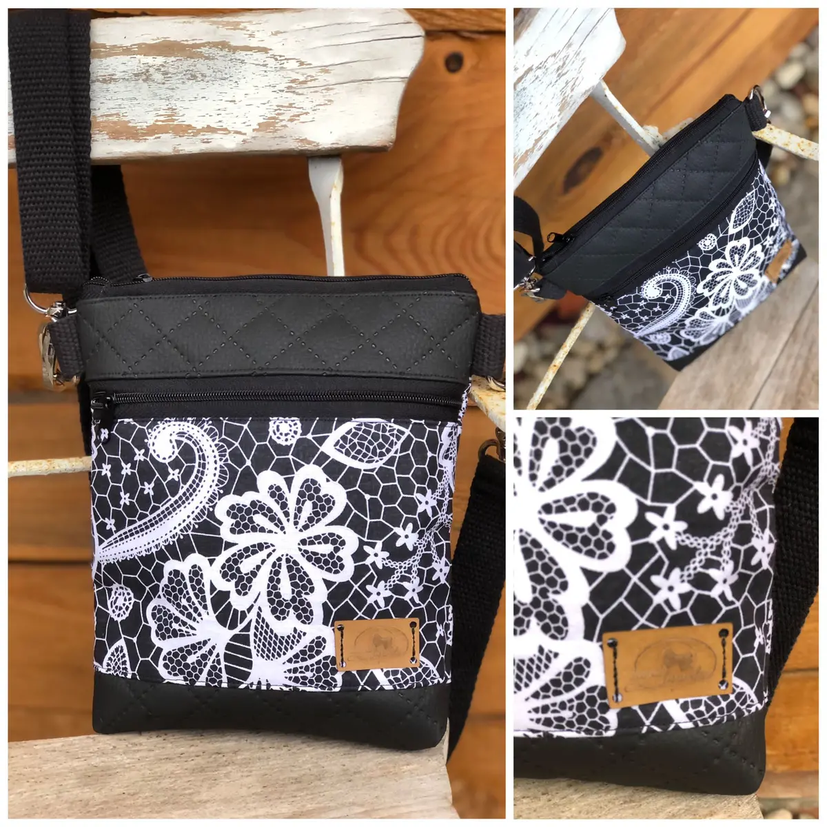 Schwarz Ornamente Crossbag Klein 1