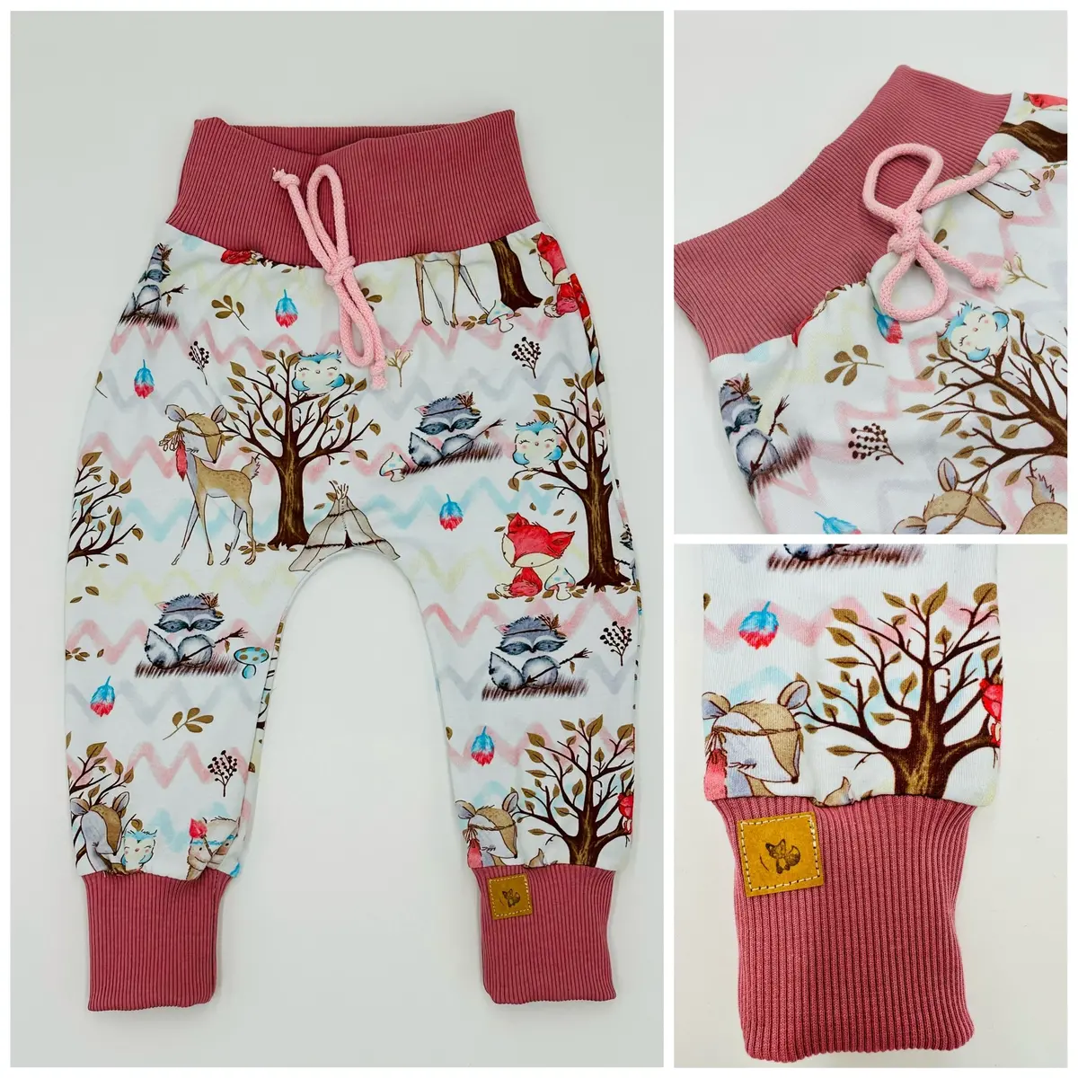 Pumphose Boho Weiß Rosa 1