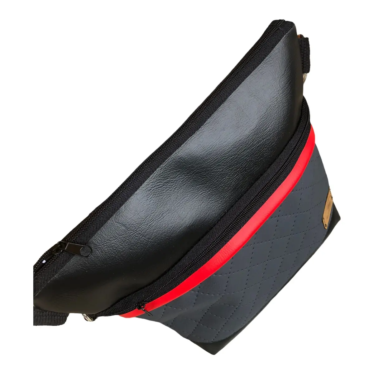 Kleine Crossbag Schwarz Grau Rot Streifen 2