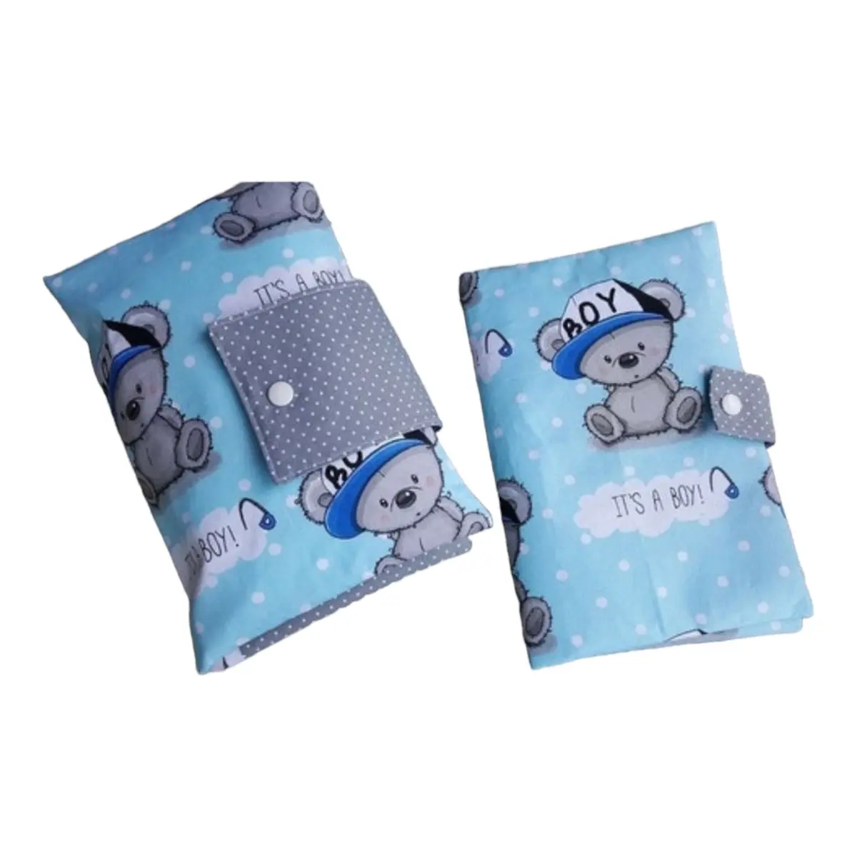 Set: Windeltasche Und U-Heft-Hülle Teddy Blau 1