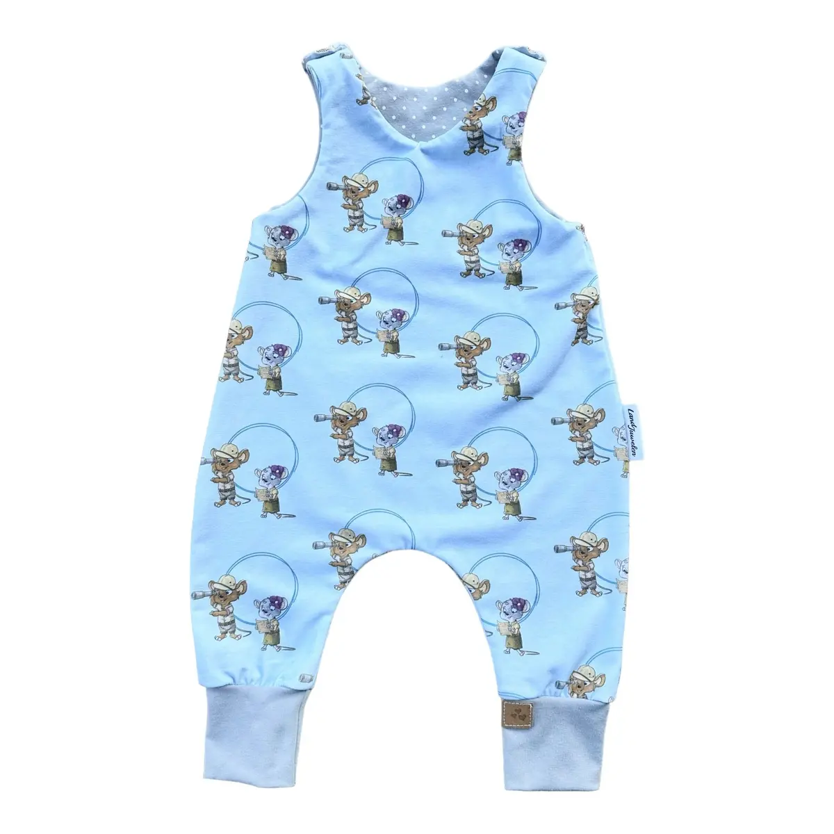 Strampler "Die Bademeusel" Mäuse Hellblau Geschenk Zur Geburt 1