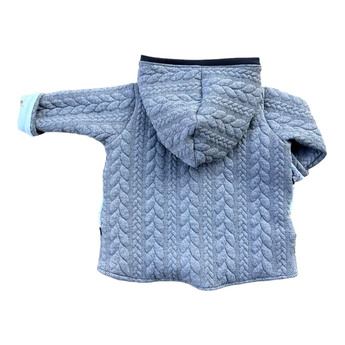 Strickjacke Zopfmuster Grau Blau "Die Bademeusel" 4