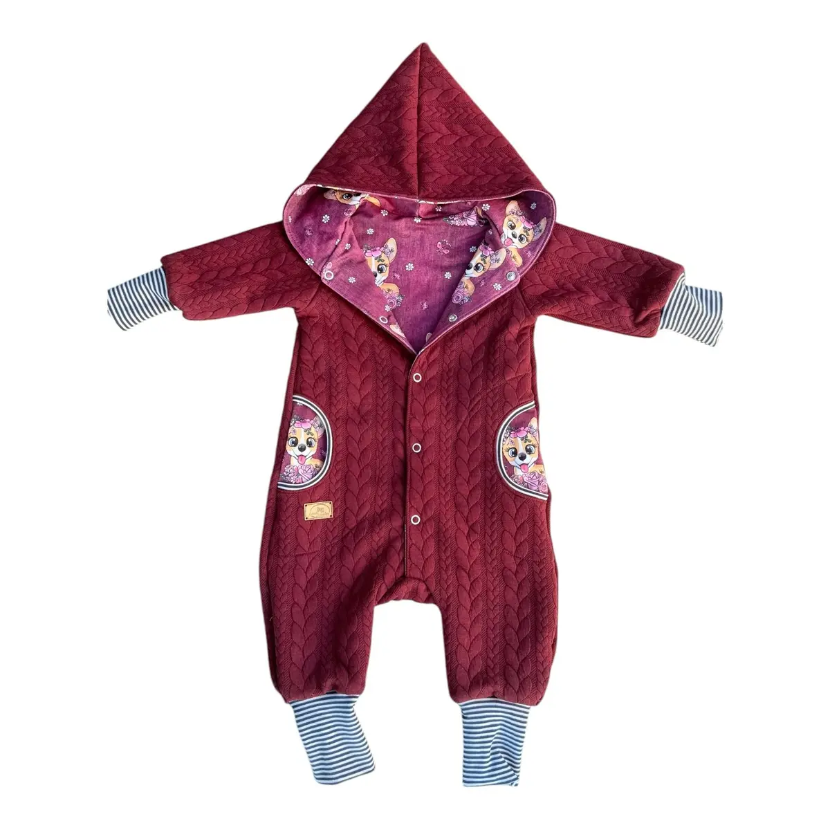 Strickoverall Boho Hund Weinrot Bordeaux 1