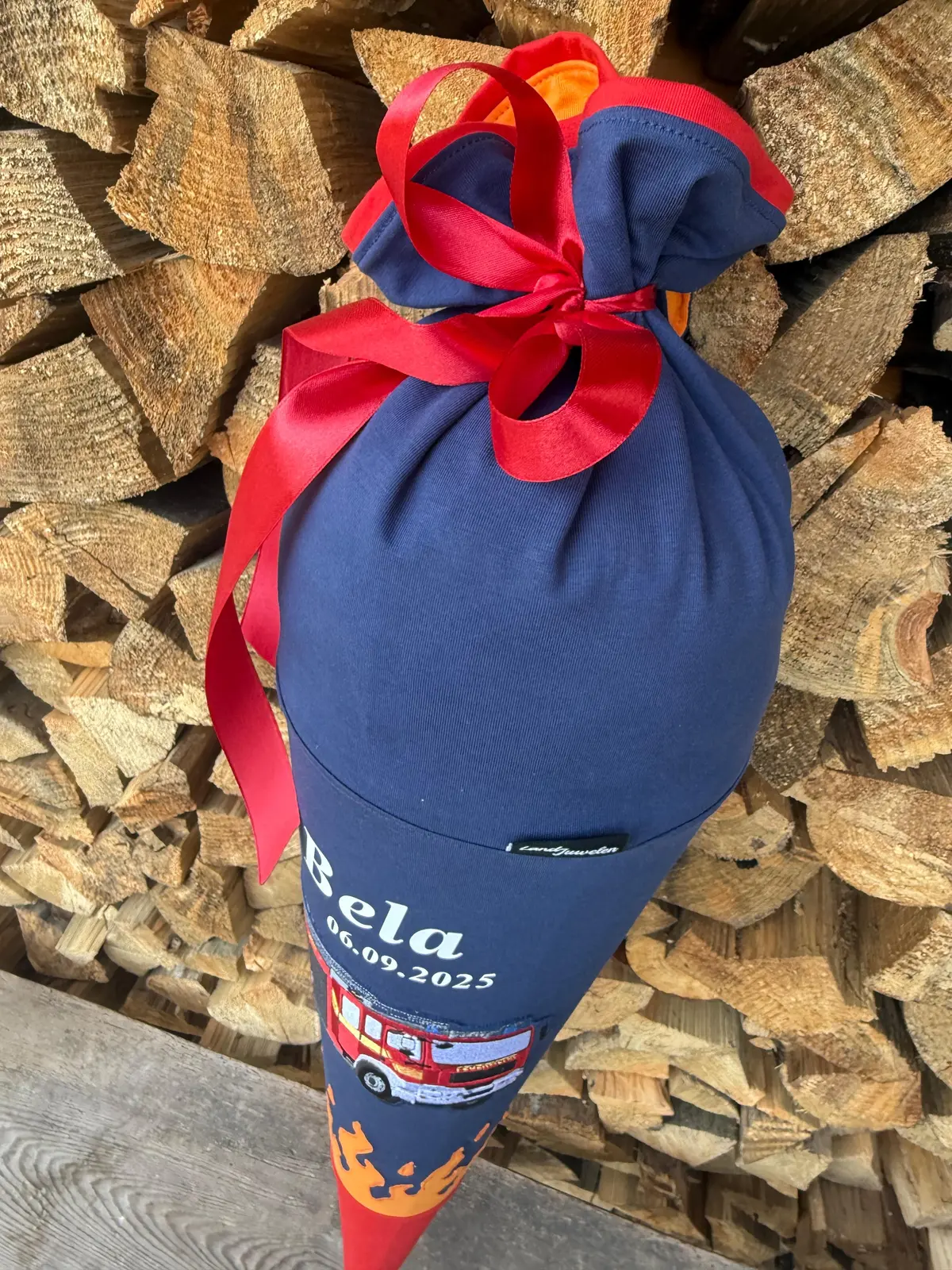 Zuckertüte Feuerwehr Dunkelblau Mit Kissen 2