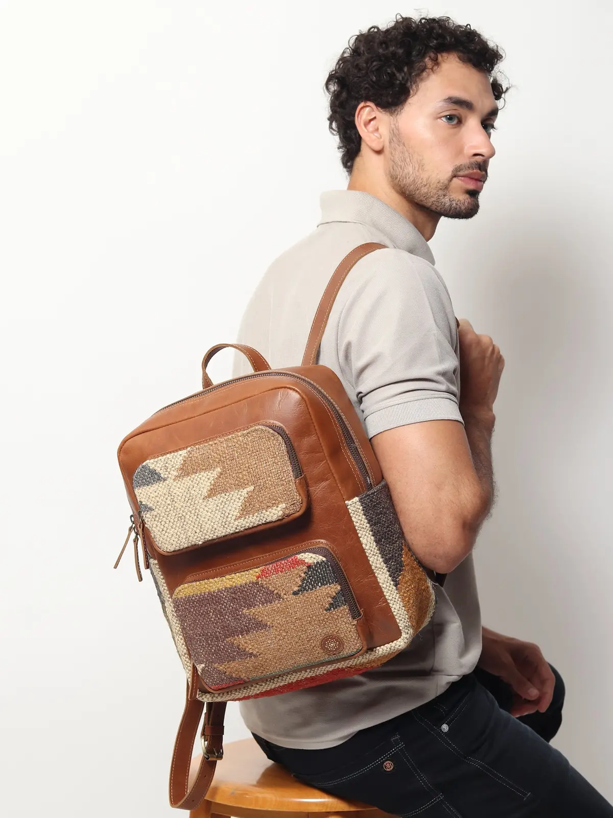 Sabre  - Leather And Kilim Backpack 1