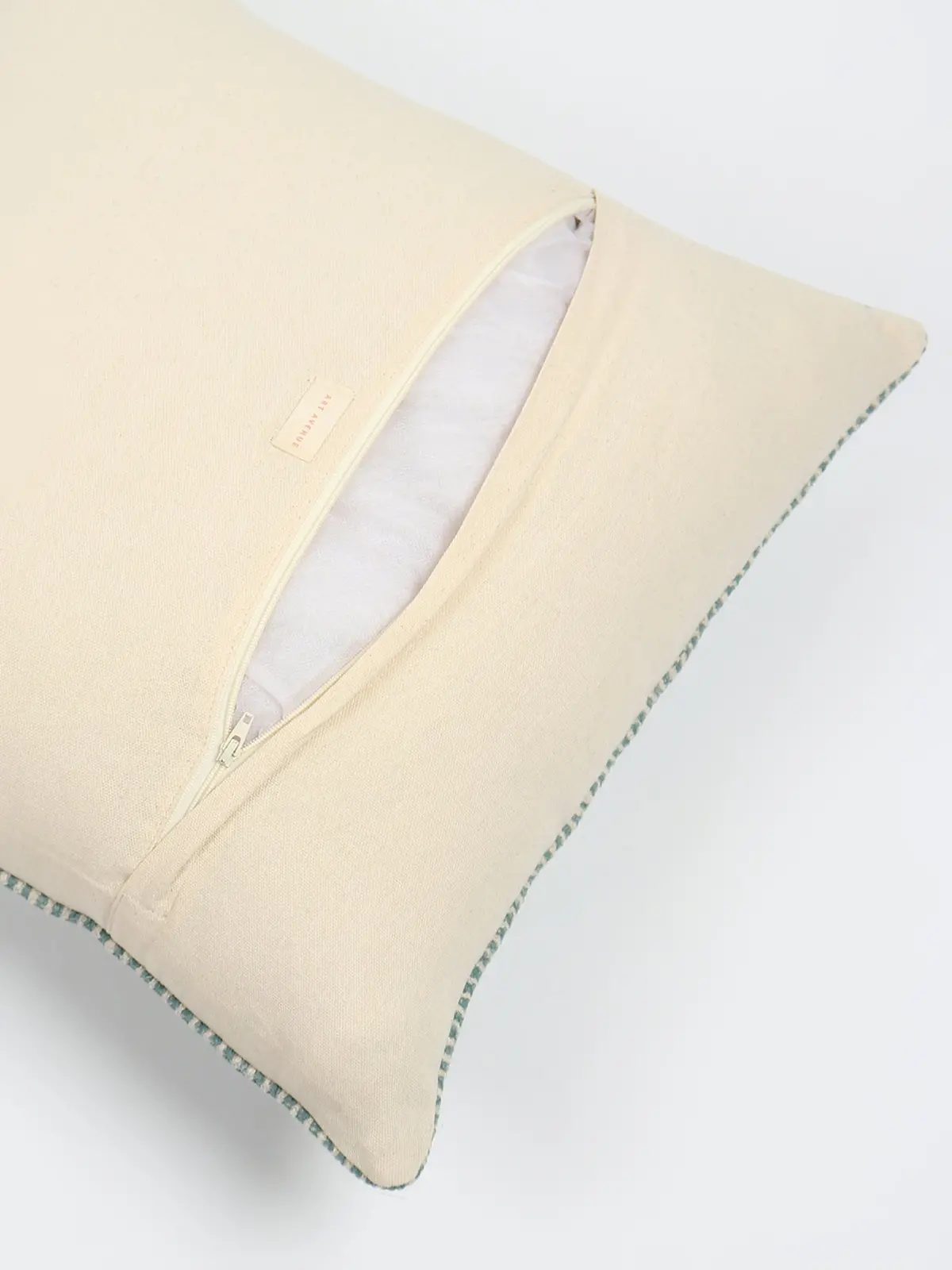 Aella - Block Printed Embroidery Square Cushion Cover 5