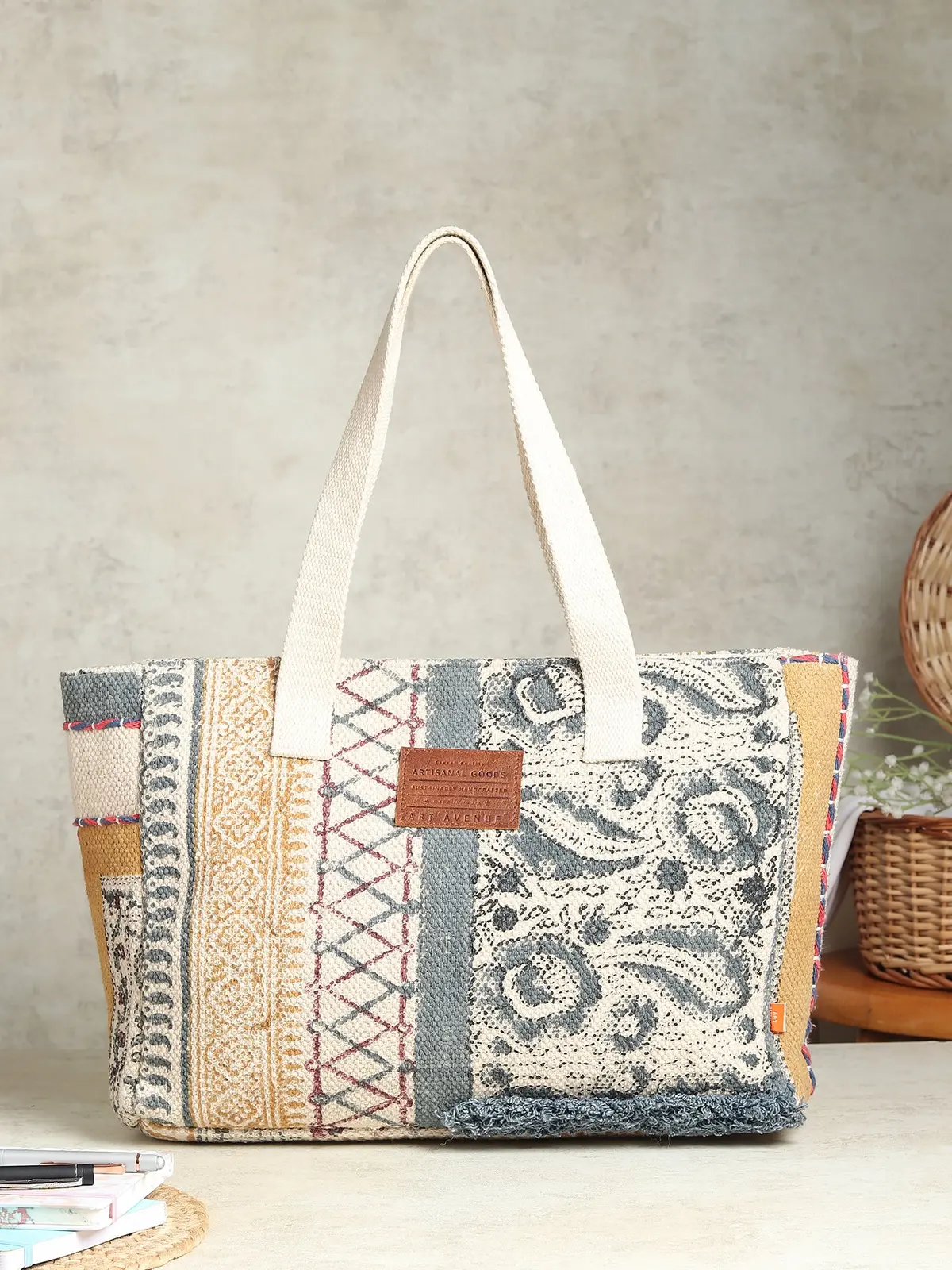 Elysira - Block Printed Cotton Tote Bag 1