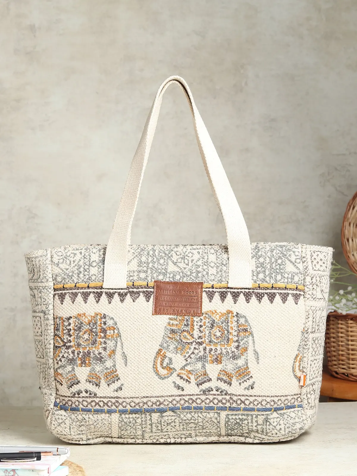 Aurielle - Block Printed Cotton Tote Bag 1