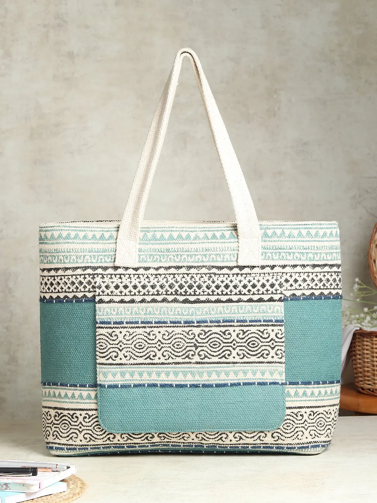 Susan - Hand Block Cotton Printed Tote Bag 1