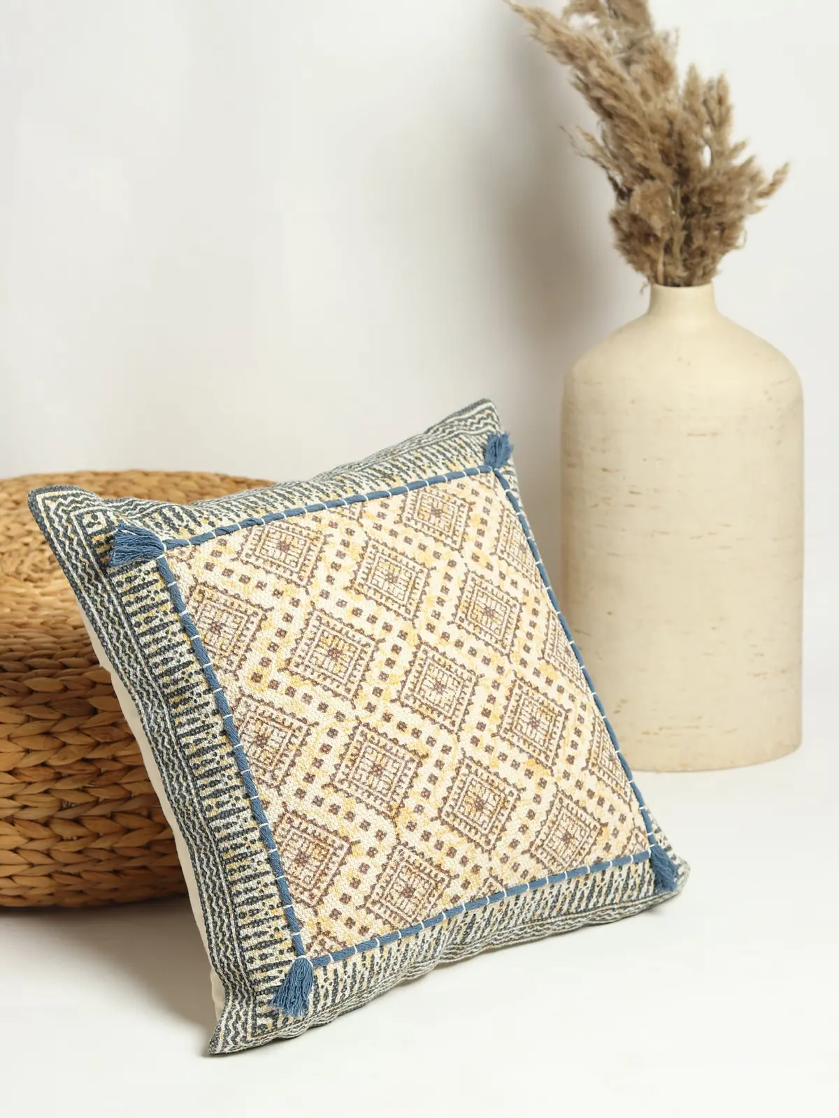 Gazbia - Coton Block Printed Square Cushion Cover 1