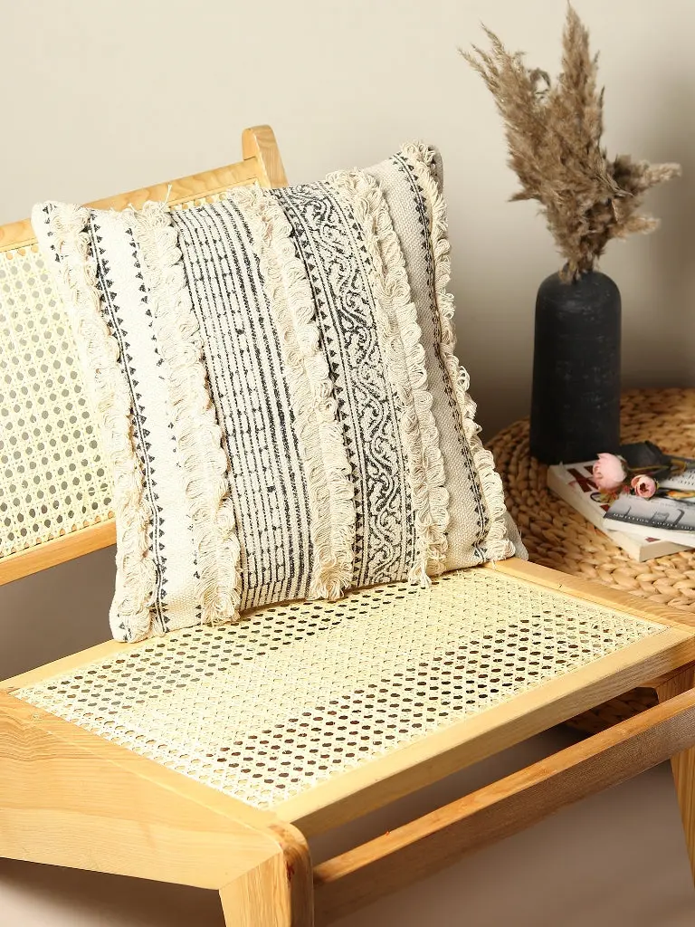 Marte - Block Printed Shaggy Square Cushion Cover 1