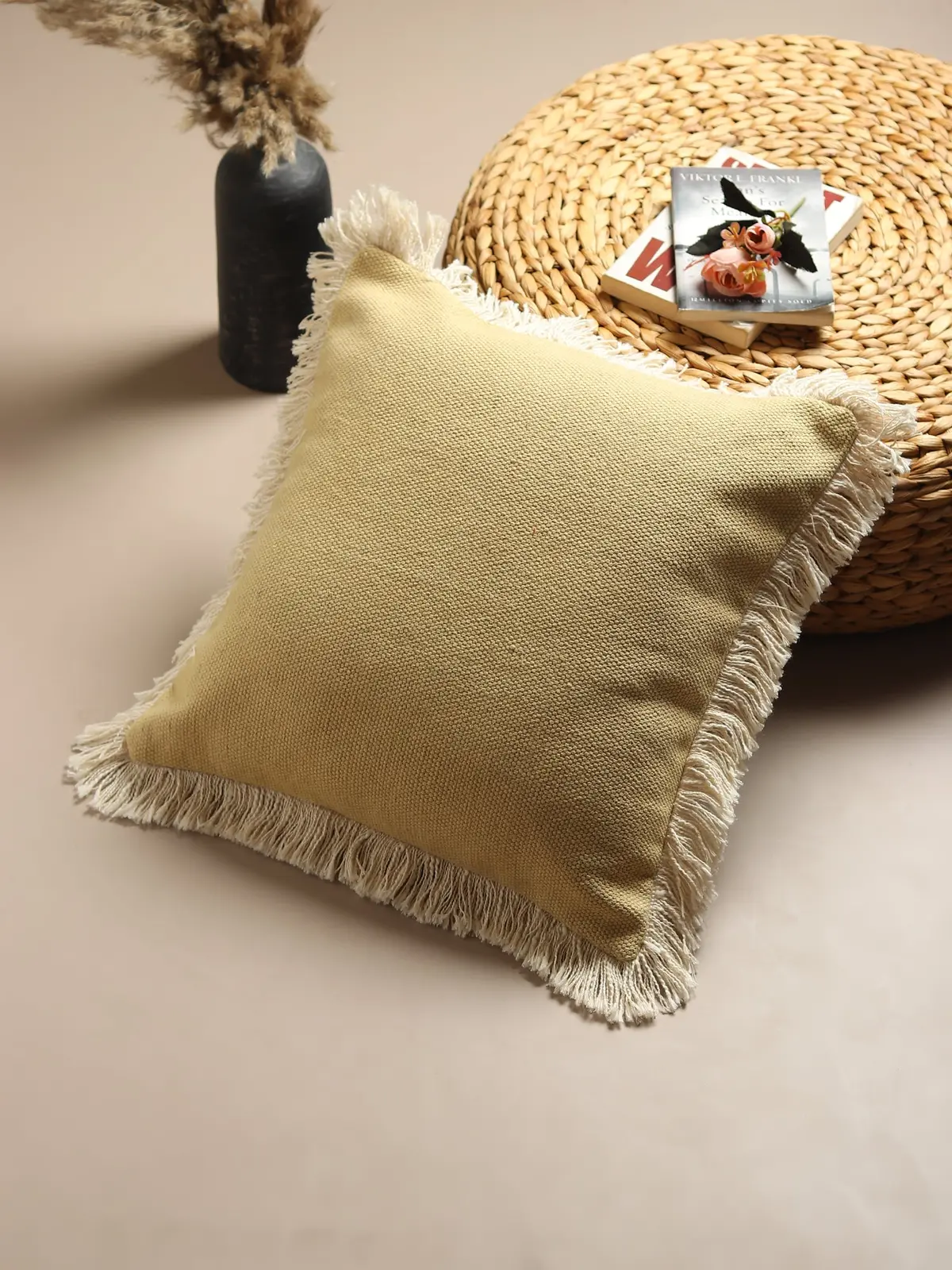 Zeus Solid Blue Square Cushion Cover 1