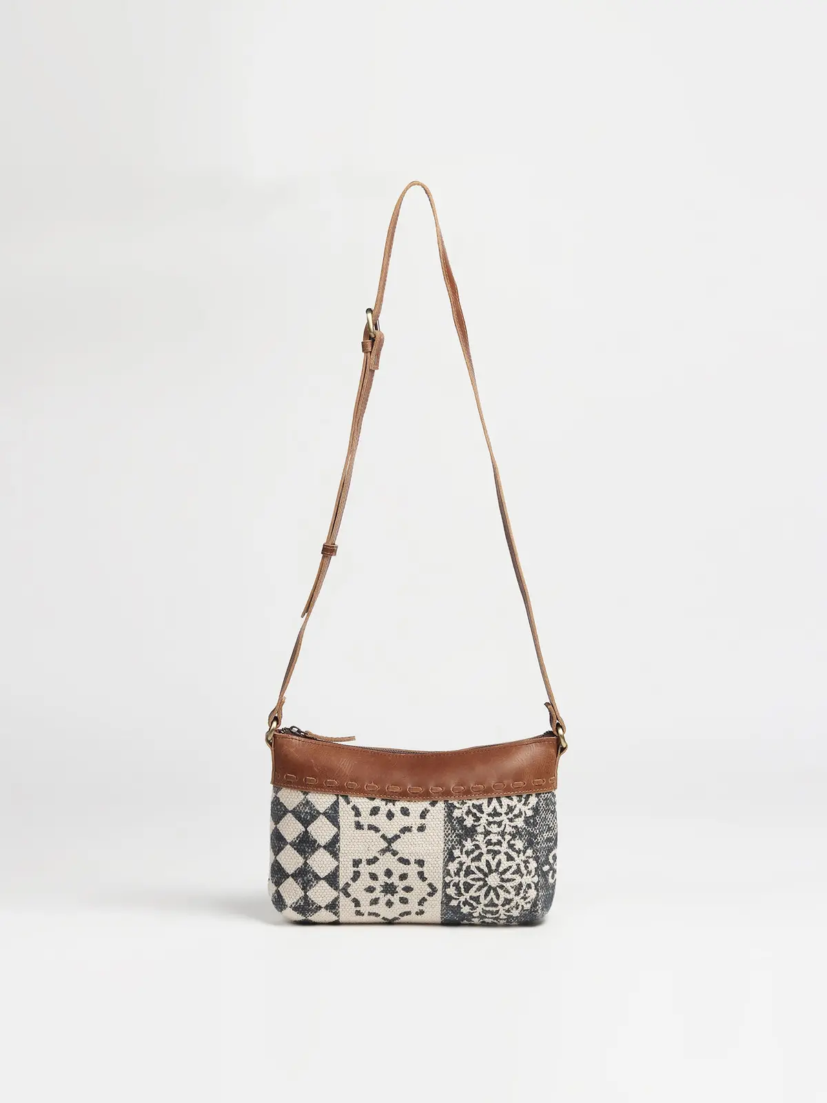 Charlotte  - Leather & Printed Fabric Sling  Bag 1