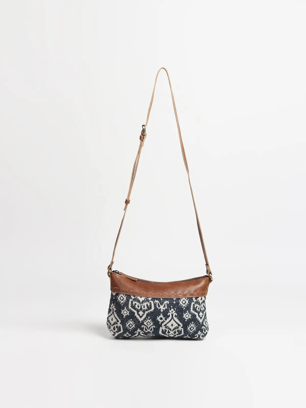 Ava - Leather & Printed Fabric Sling  Bag 1