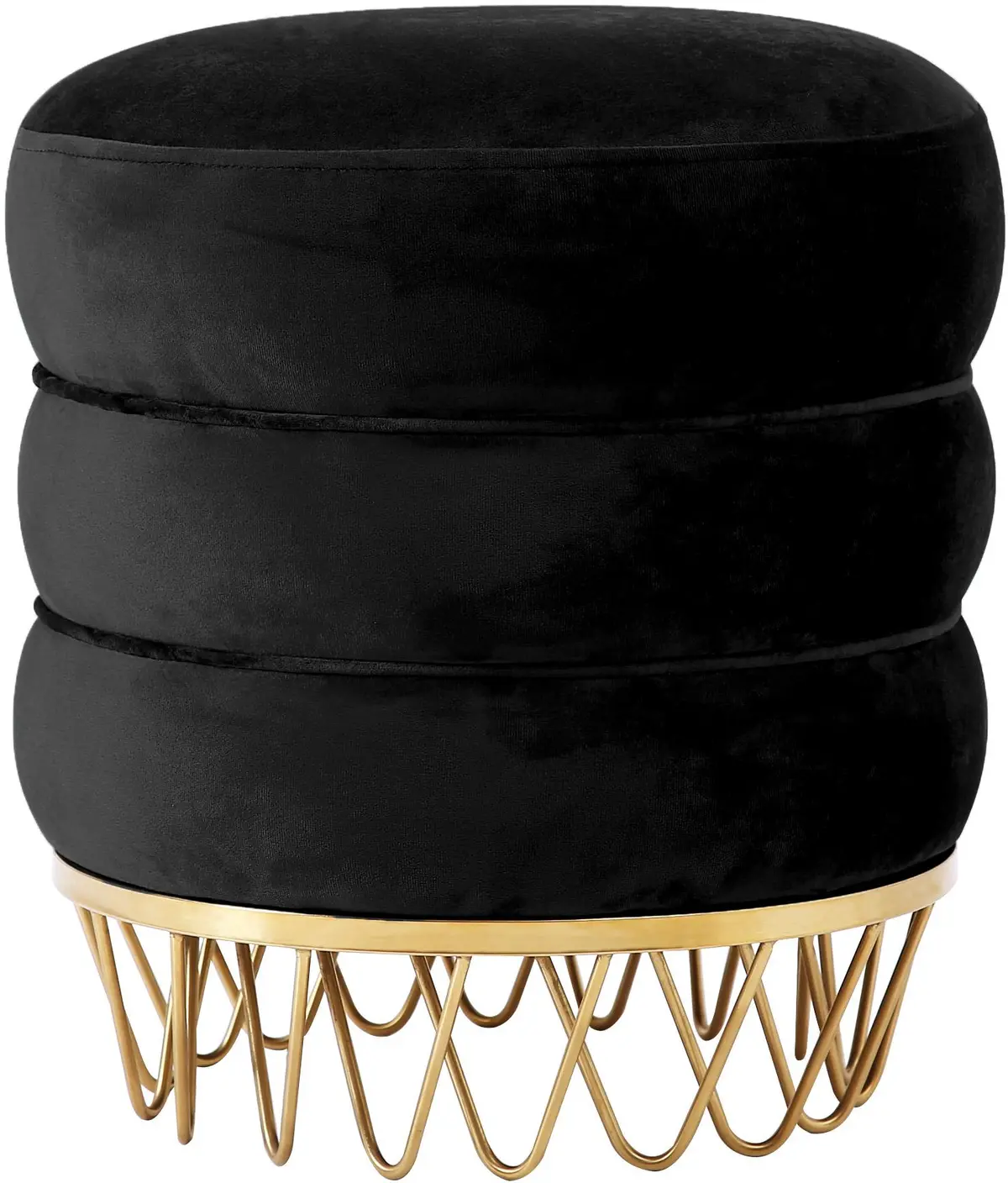 Revolve Black Velvet Ottoman/Stool 1