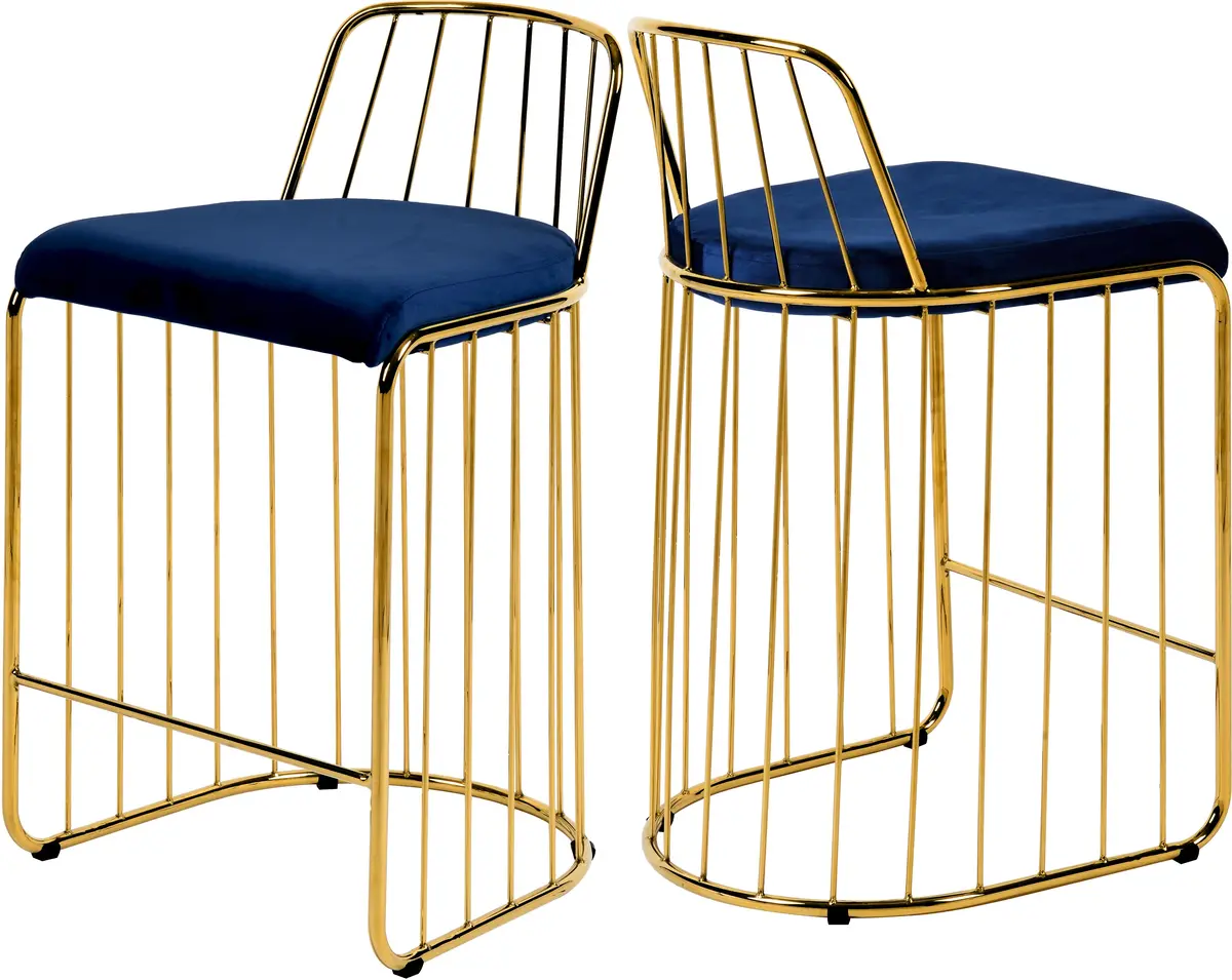 Gio Navy Velvet Stool 1