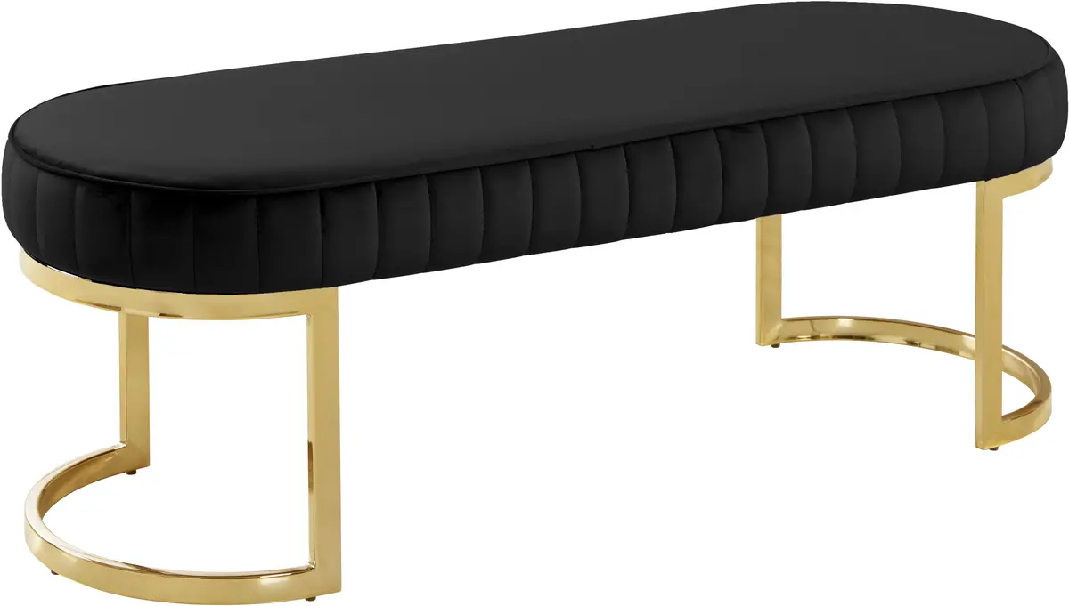 Lemar Black Velvet Bench 1
