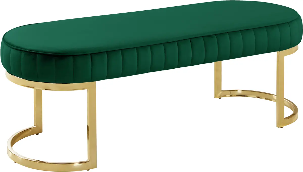 Lemar Green Velvet Bench 1