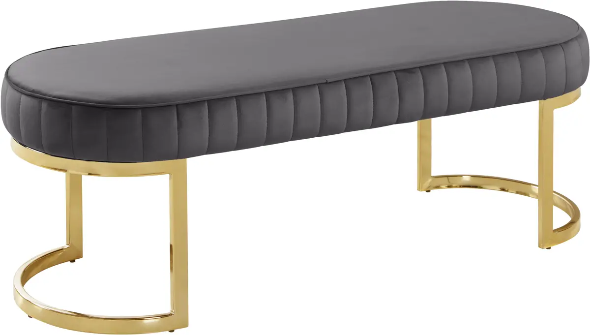 Lemar Grey Velvet Bench 1