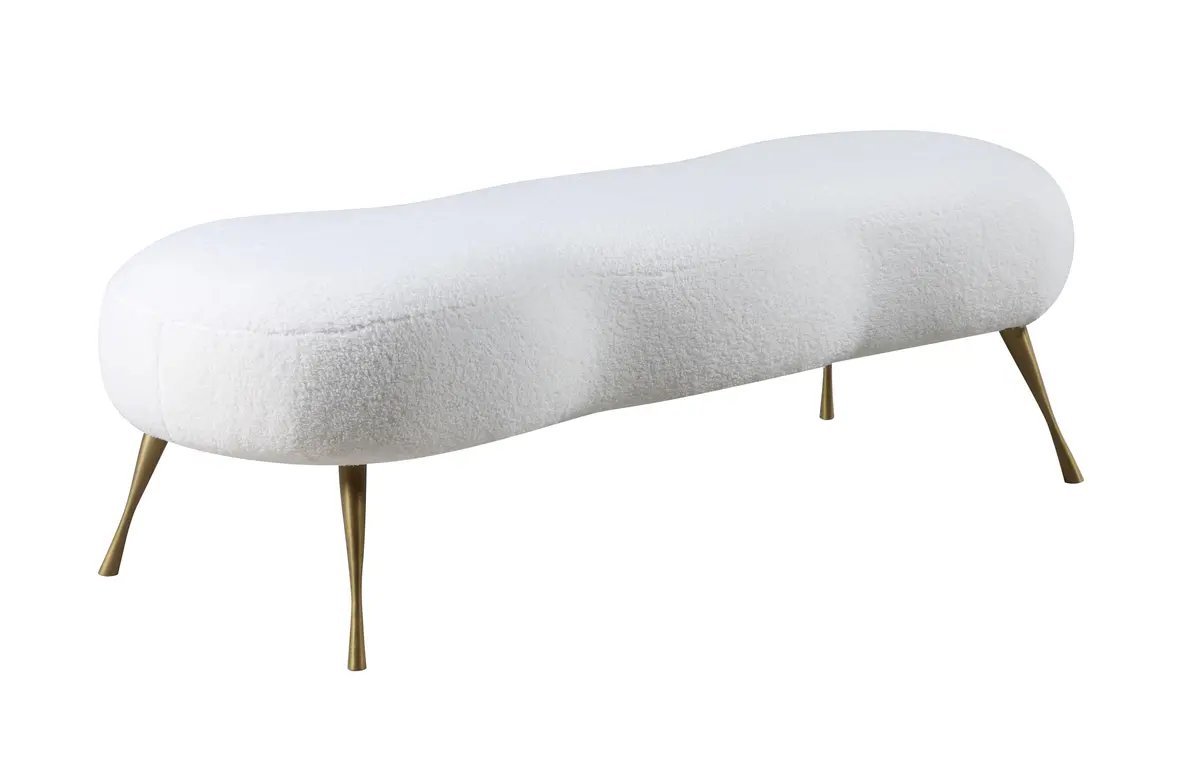 Nube White Faux Sheepskin Fur Bench 1