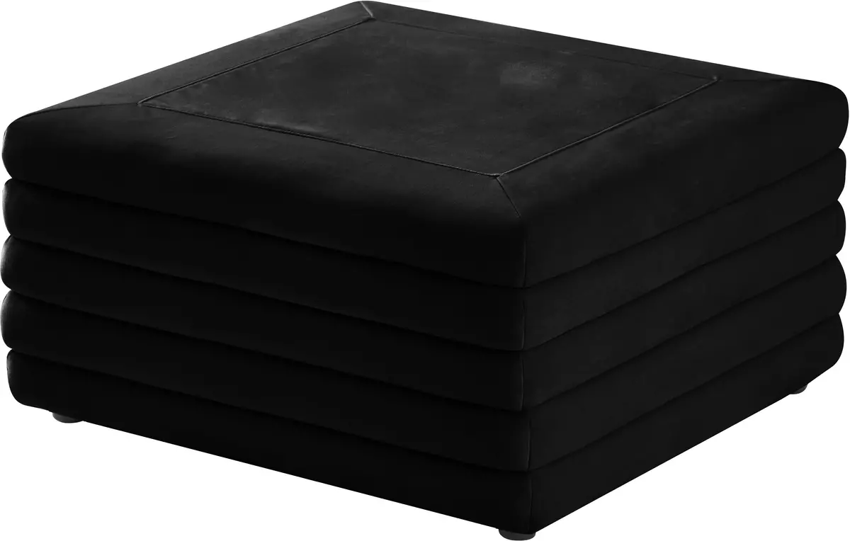 Lorenzo Black Velvet Ottoman 1