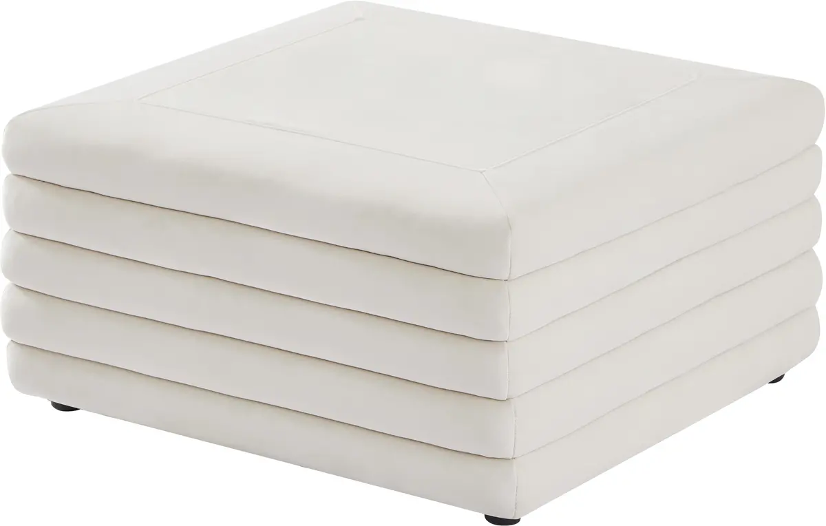 Lorenzo Cream Velvet Ottoman 1