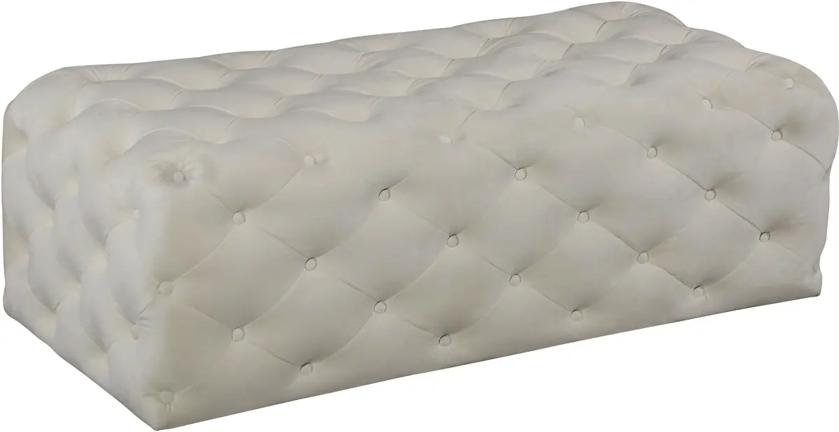 Casey Cream Velvet Ottoman/Bench 1