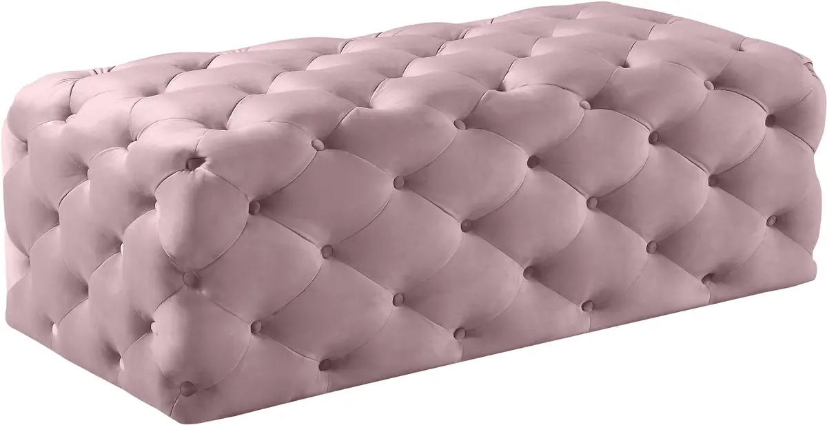 Casey Pink Velvet Ottoman/Bench 1